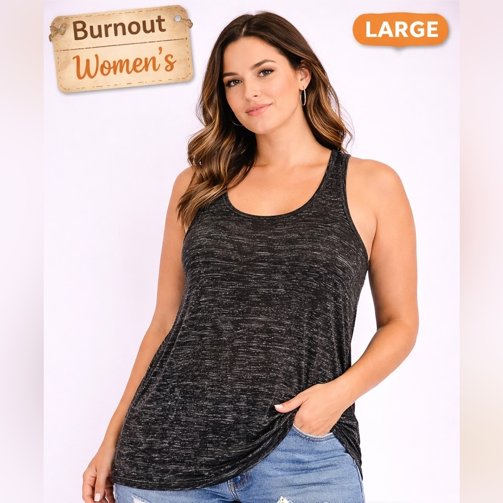 Burnout Women's Black Sleeveless Top LARGE